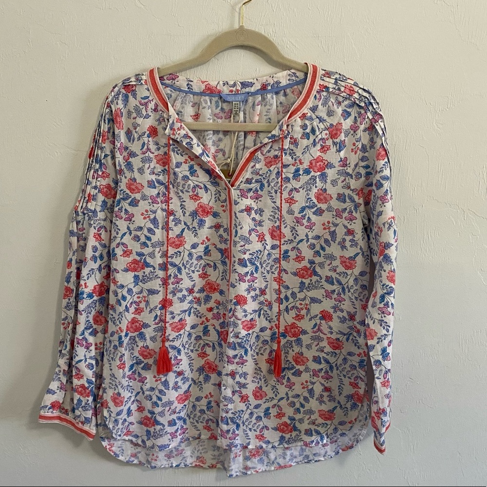 Joules Floral Blouse - Red, Blue, White